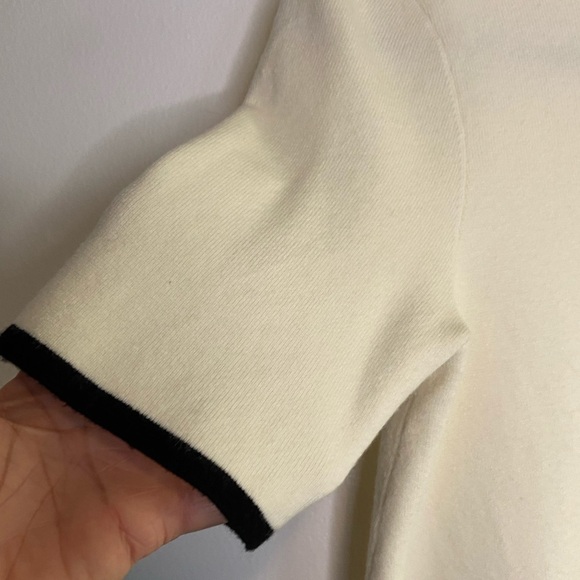 Anthropologie Moth Short Sleeve Mock Neck Sweater Size XS Ivory Peppy Accademia - Picture 3 of 7